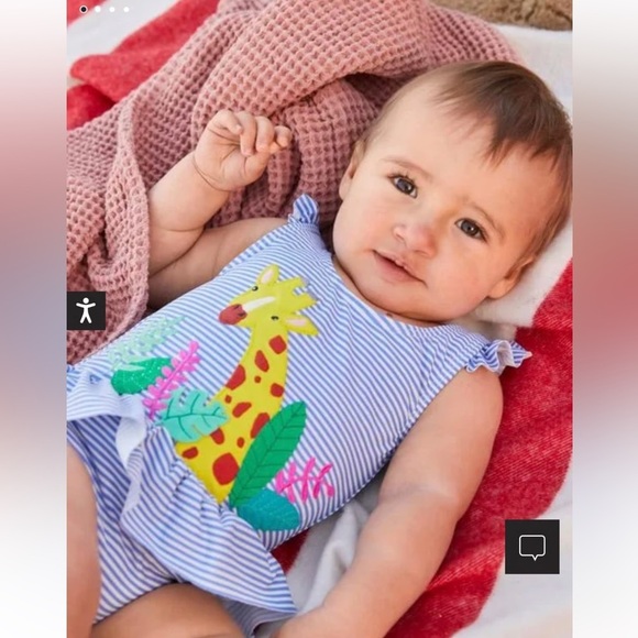 Baby Boden Striped Swimsuit with Giraffe Design Baby Bathing suit 6-9 months - Picture 1 of 8